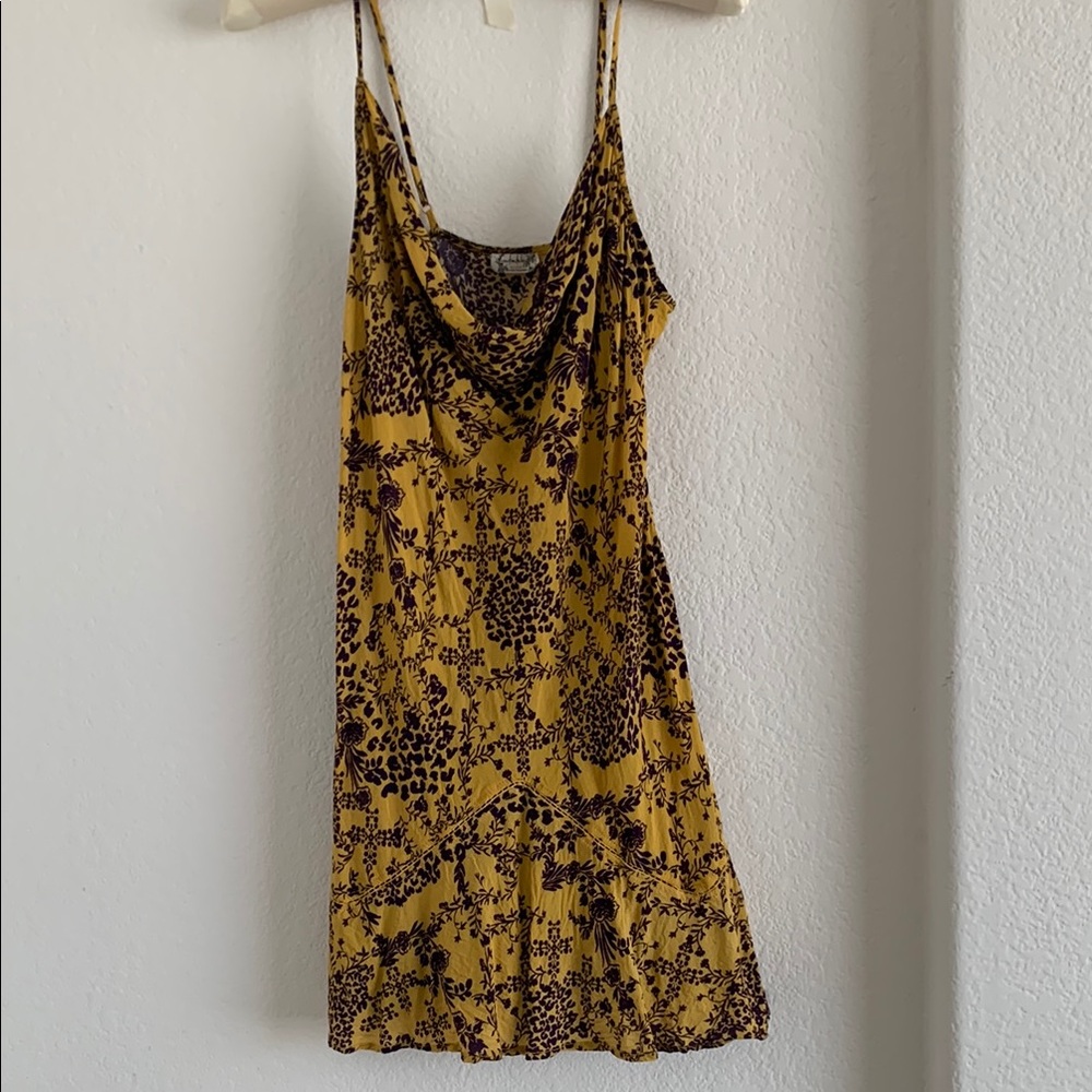 Yellow Floral Spaghetti Strap Dress
